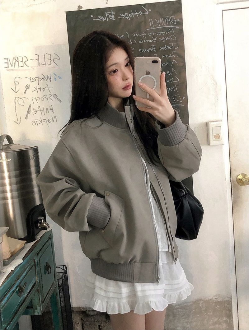 #VG Half Neck Suede Zip-up Jumper (3color)