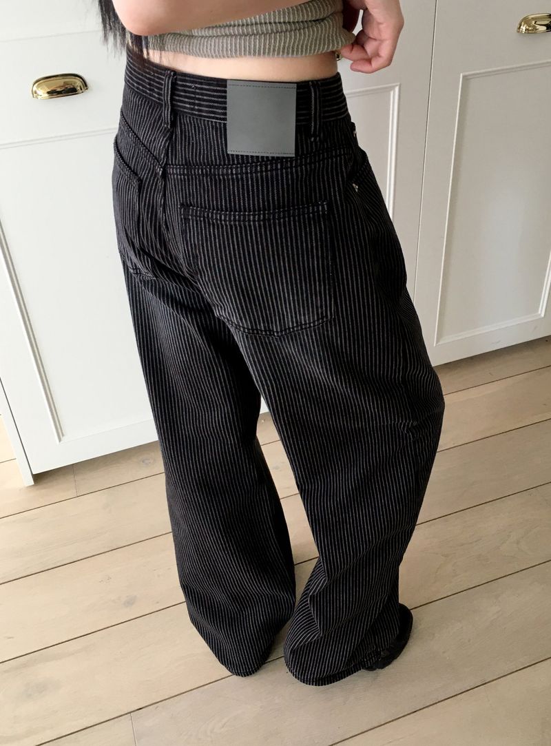 WONDER WONDER（ワンダーワンダー）の「Kilo black striped wide denim pants（Pants）」