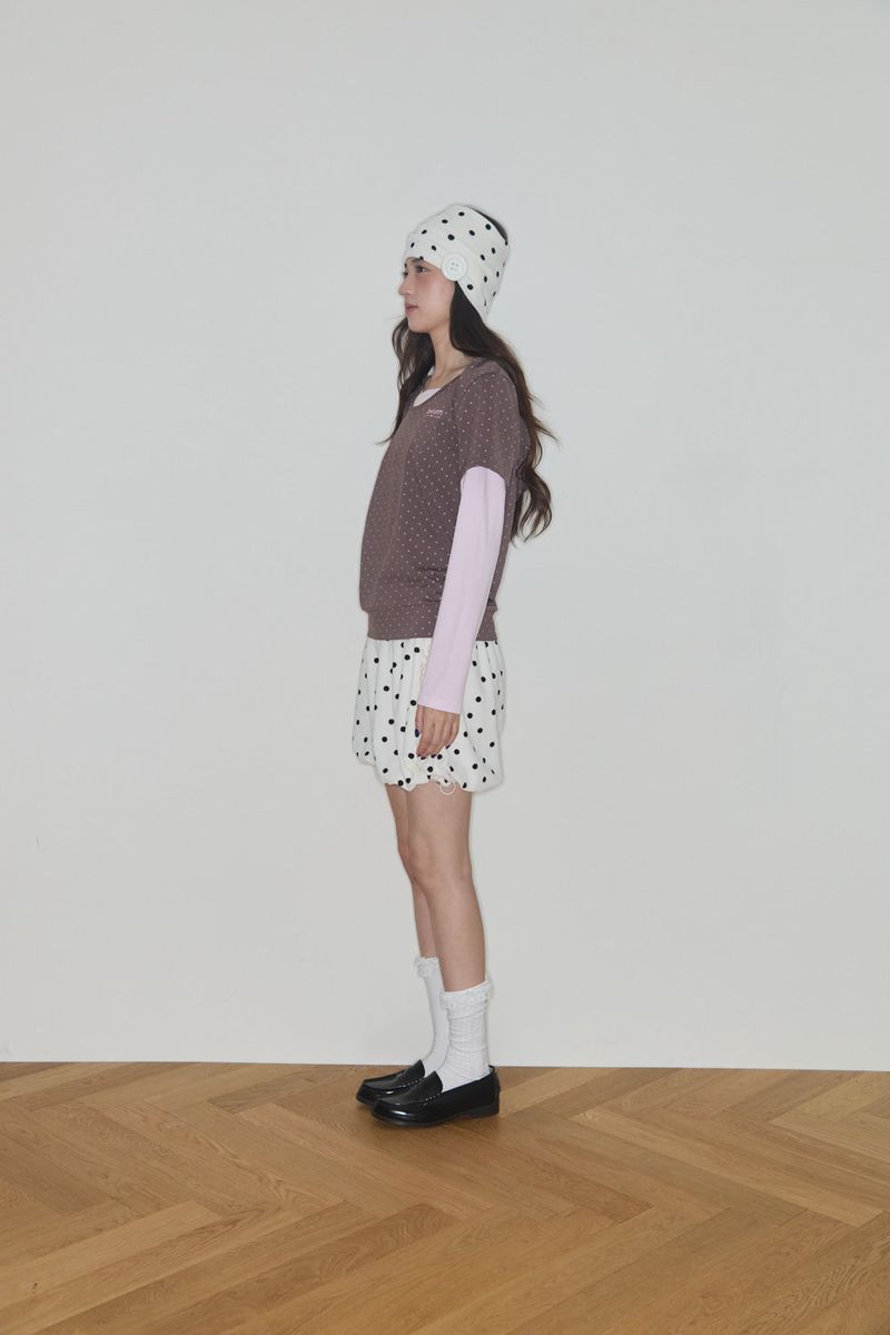 COOKIE LAYERED HOODIE TOP (BROWN / PINK)