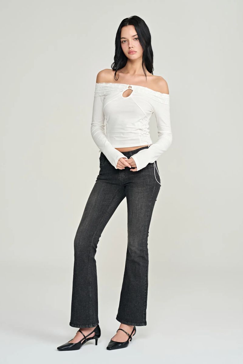 Sandy lace-up top, White