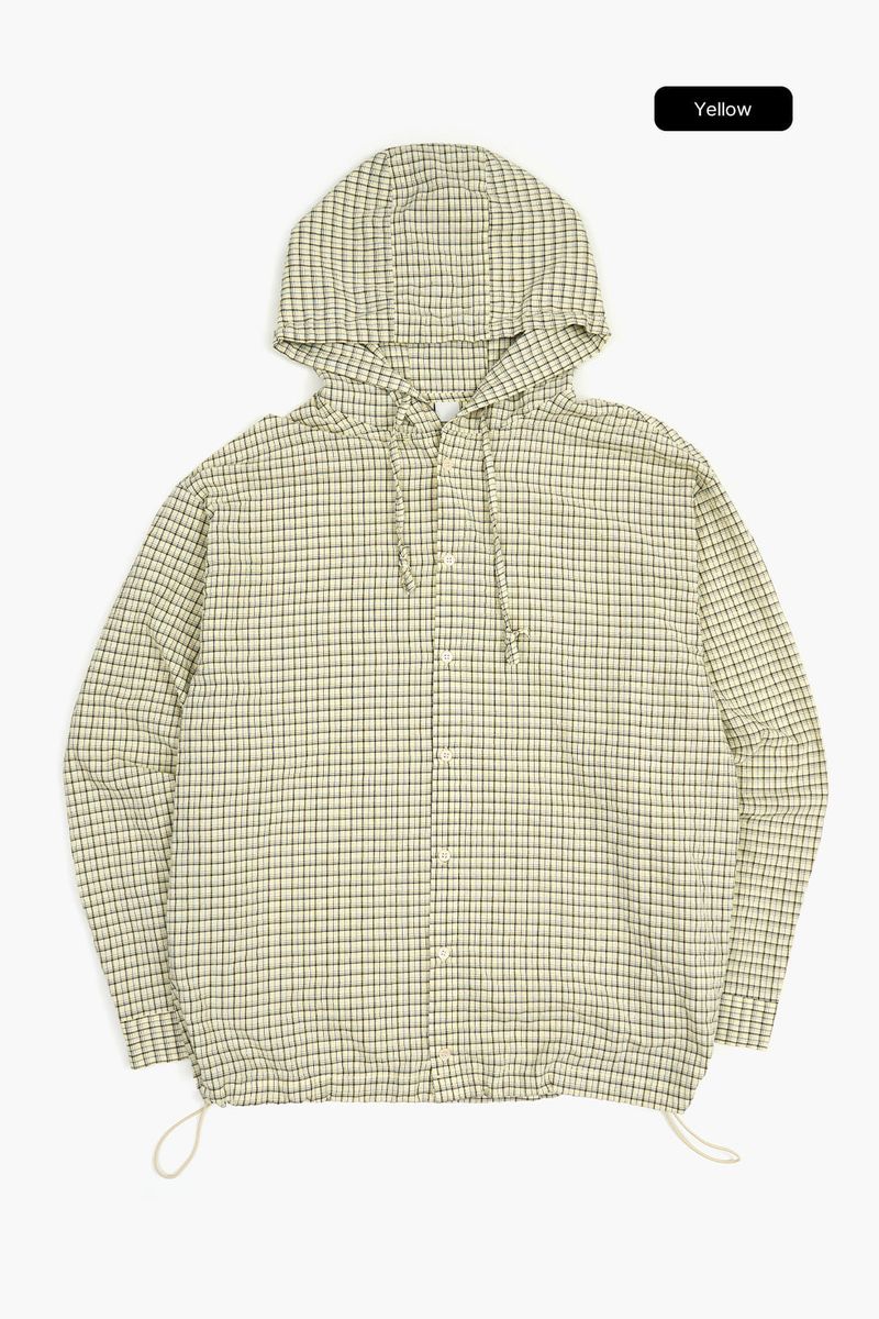 Zeckon check hooded shirt