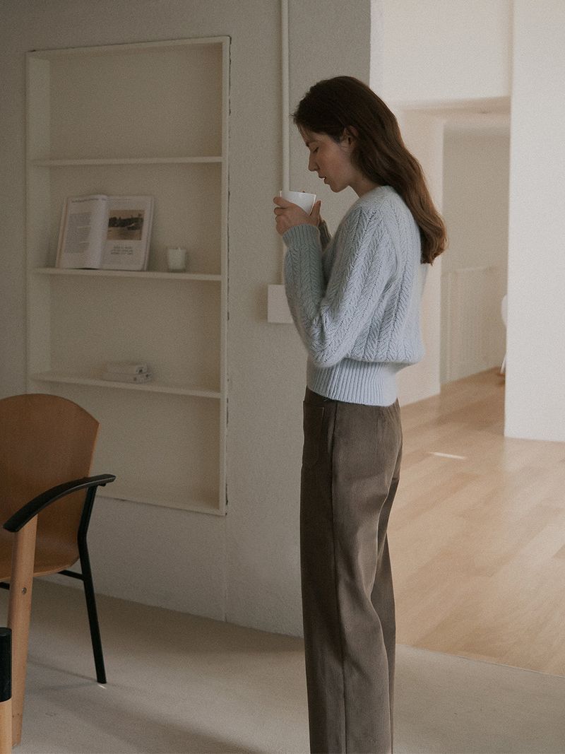 Corduroy wide pants