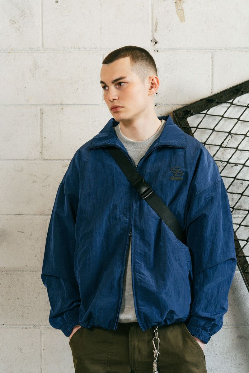 NYLON COLLAR WINDBRAKER - BLUE