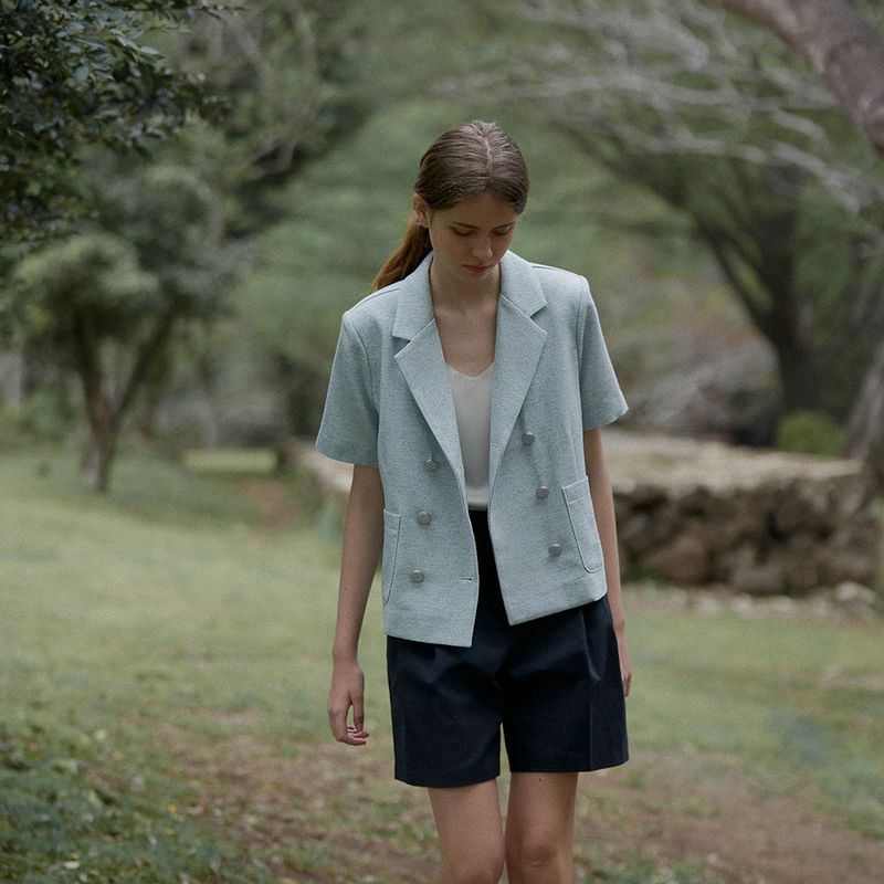 Tweed double half jacket