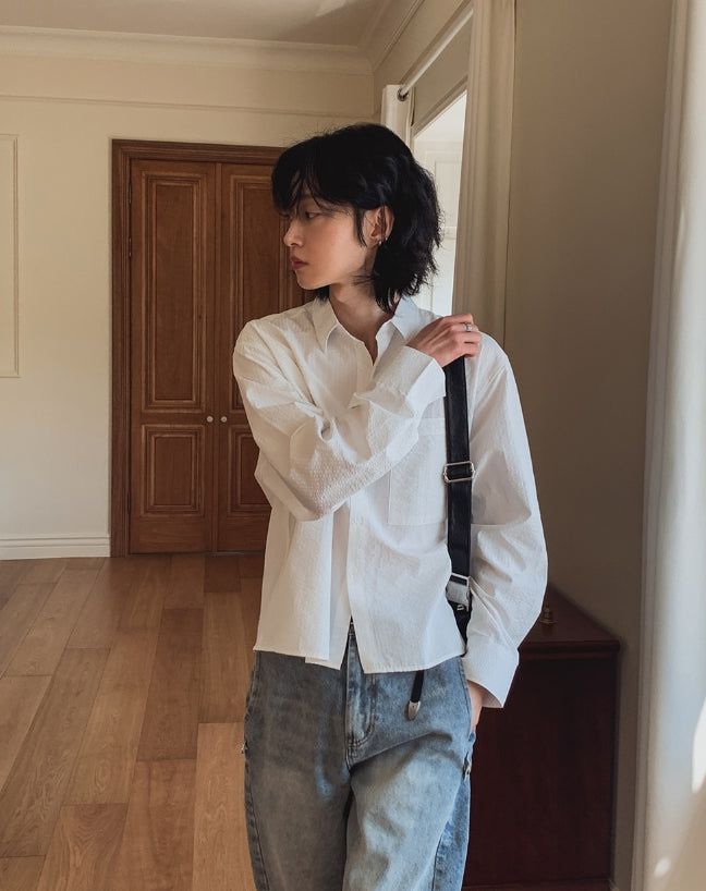 Drawing Stripe Crop Shirt