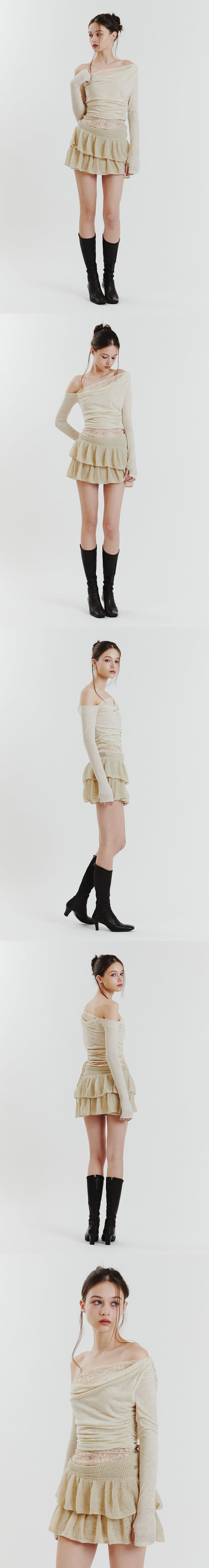 ANGELA KNIT SKIRT grey beige