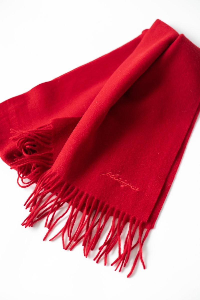 Fringe wool muffler (Red)
