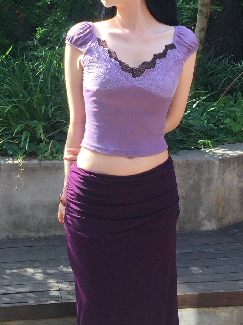 Burgundy Lace Layered T