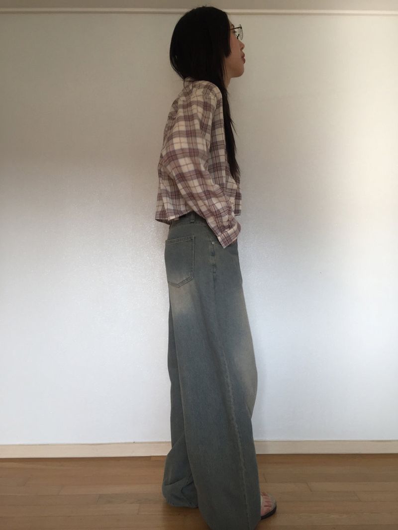 Touch denim wide long pants (2 colors)