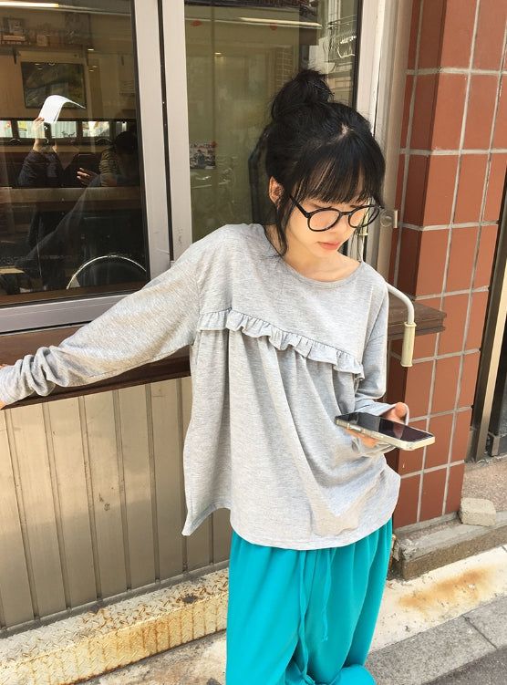 26FW★ [BAONHAUS] Koiren Frill Long Sleeve Tee
