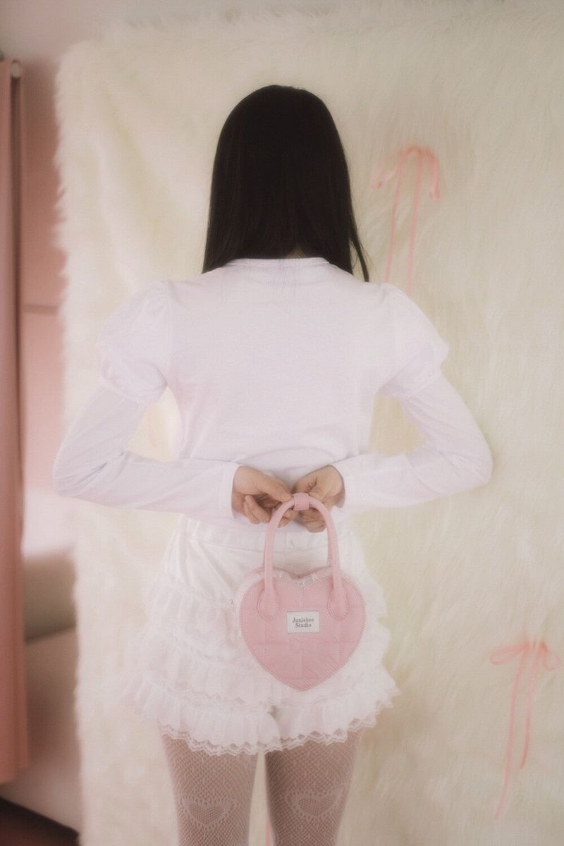 Junie Lace Heart Bag ( Pink )