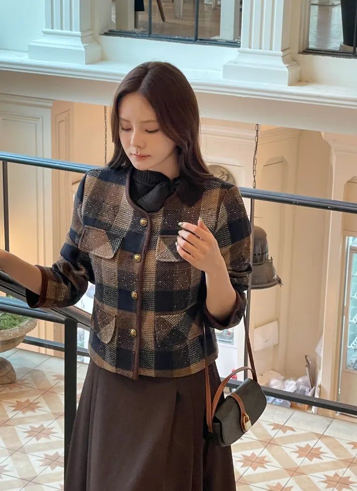 iam mari(アイアム マリ)の「LT Round-Neck Color Matching Check Tweed Jacket(Jackets/Outerwear)」