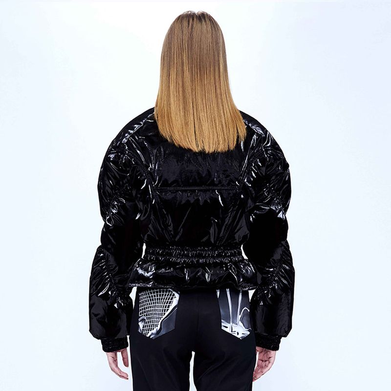 Double Layered Goose Down Jacket _ Glossy Black