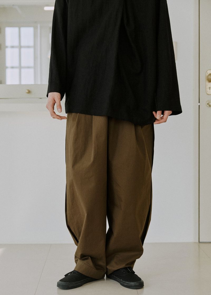 unisex side balloon pants brown