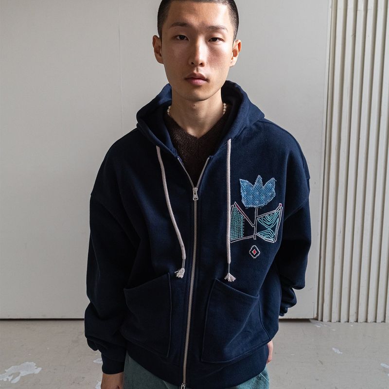Gardener hoodied zip-up / Navy