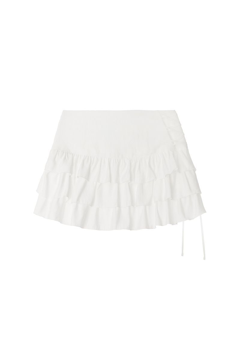 Sheer flow frill skirt