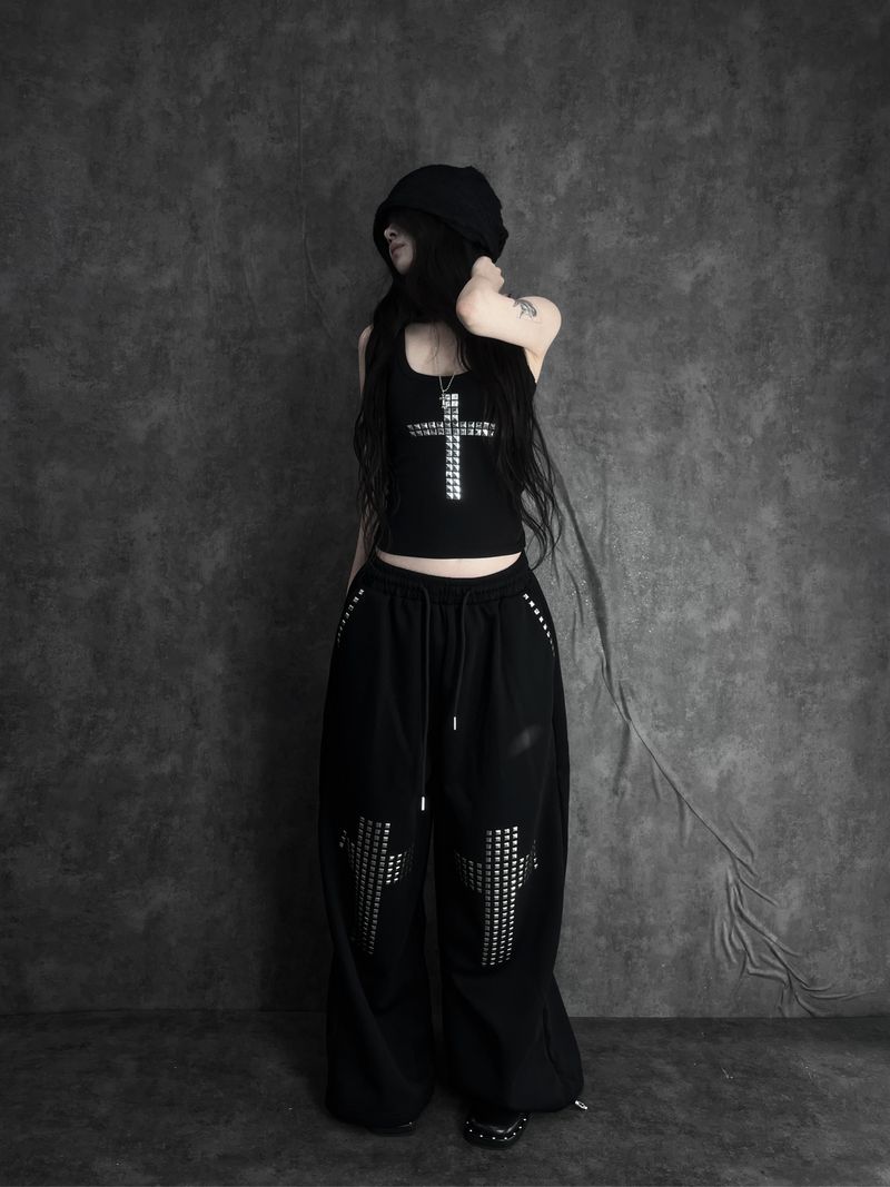 URBAN UNIQUE(アーバンユニーク)の「metal stud cross wide pants(Pants)」