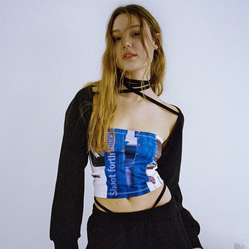 0 4 XXX strap bolero - BLACK