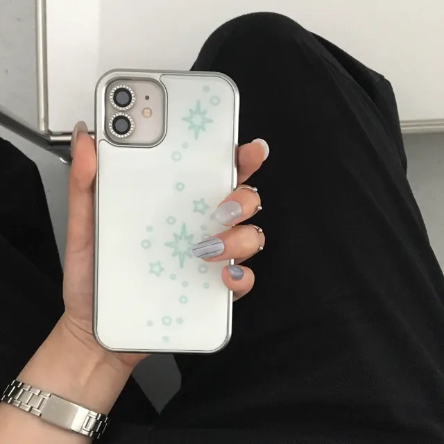 Light and stars outline mint silver epoxy case