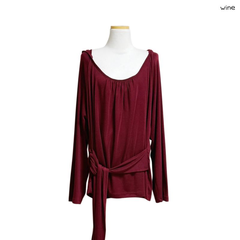 (3color) Shirring Deep Round Soft Wrap Hoodie
