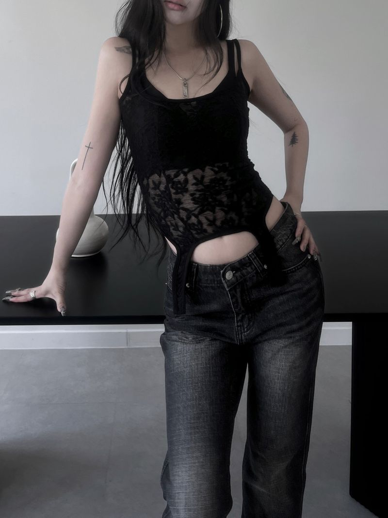 lace see-through eve top (2color)