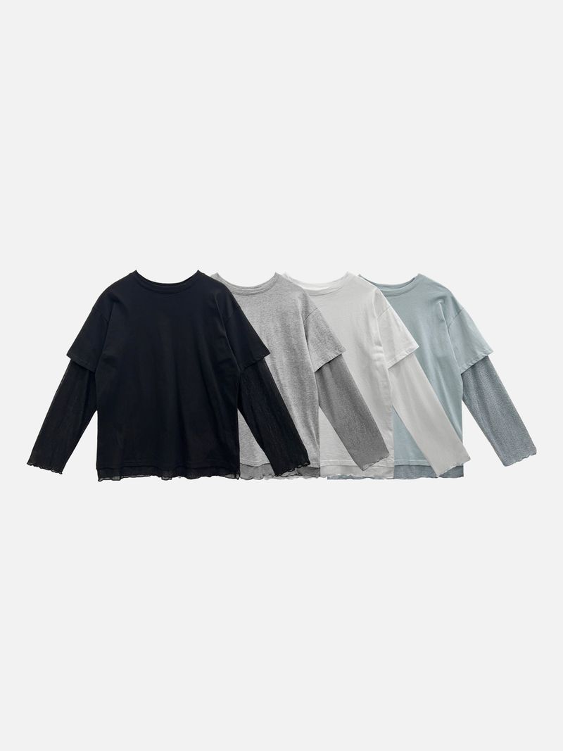 Sheer See-Through Layered Long Sleeve (4c)