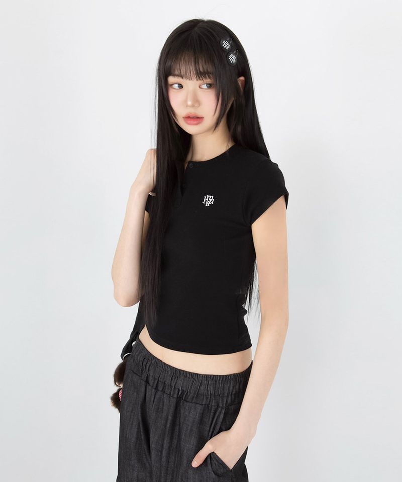 SLIM FIT REGULAR BUTTON HALF T-SHIRT [3color]