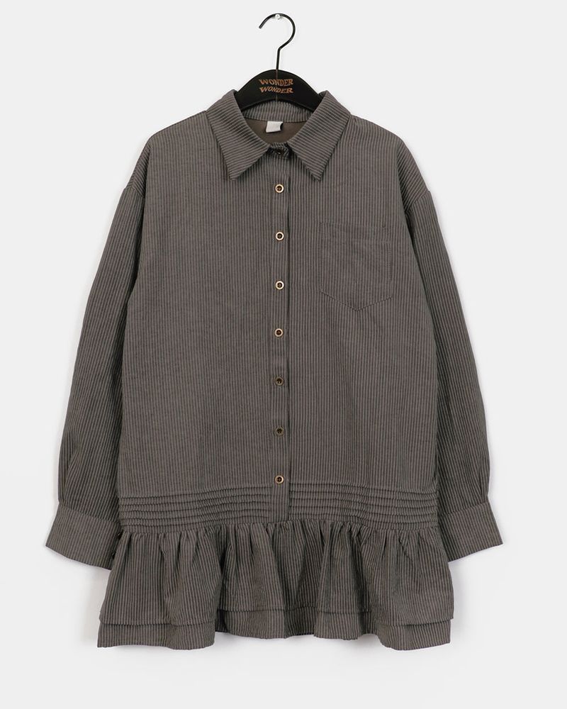 Namo frill Layered Stripe Shirt Dress