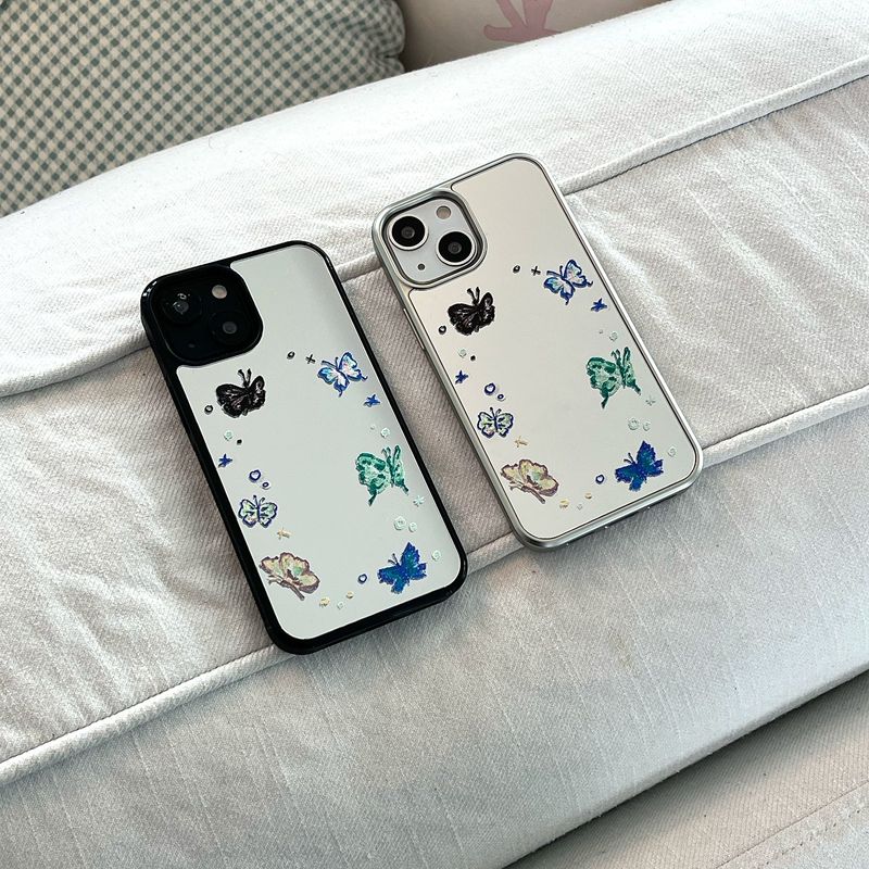 [MADE][Mirror Silver Bumper Case] Butterfly Drawing Mirror Case