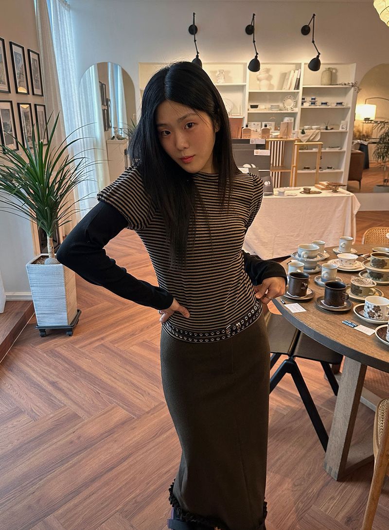 STRIPE LAYERED PUFF T-SHIRT (3COL)
