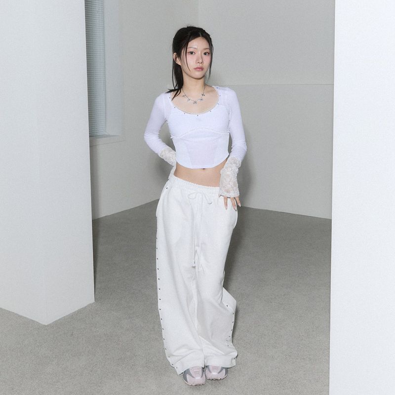 (2nd reorder) corset stud long sleeve - white