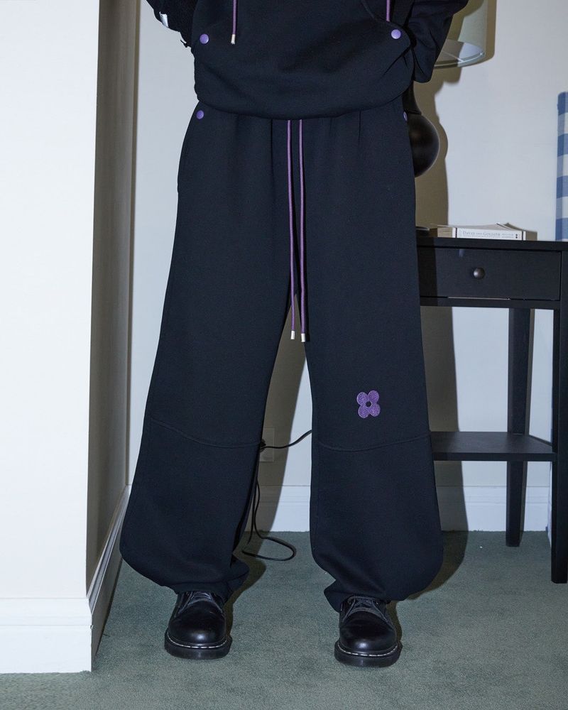 Snap curve sewat pants / black