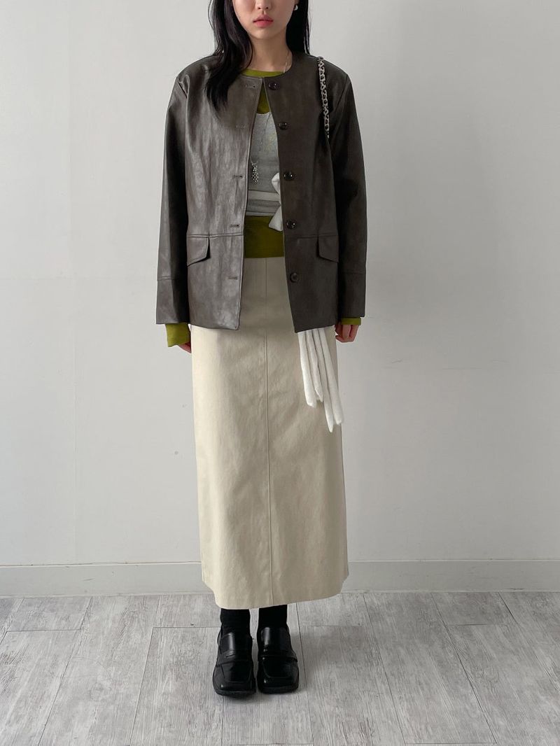 Hunt No Collar Loose Fit Leather Jacket