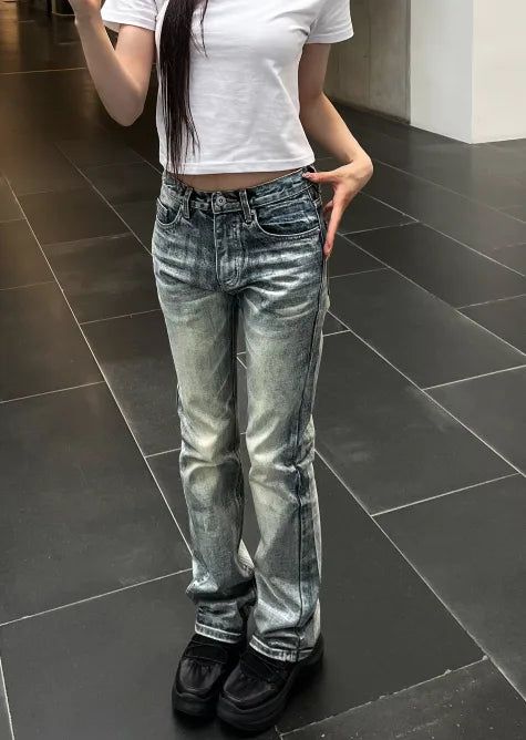 SIAOSIKO（シアオシコ）の「ロングDウォッシュドストレートフレアデニム（パンツ）」