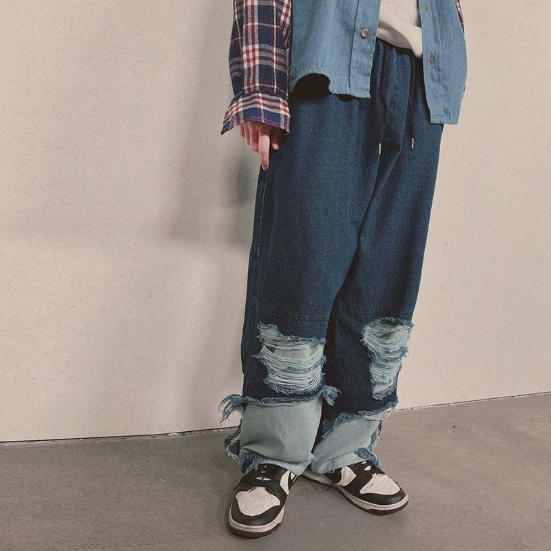 bleach denim pants_blue