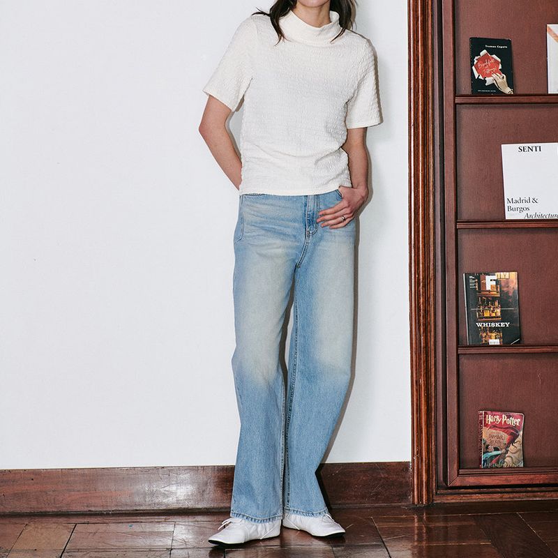 Summer Washing Denim Pants Blue