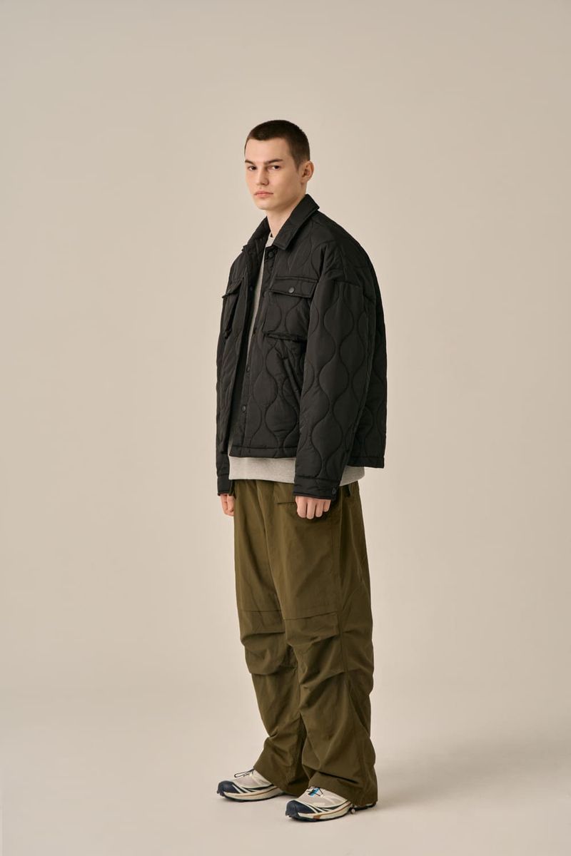 QUILTING SHIRT JACKET - BLACK