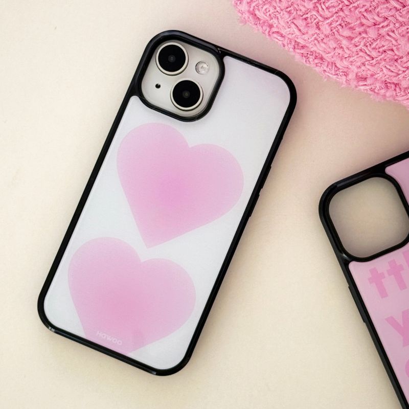 heart glossy glass bumper case (pink)