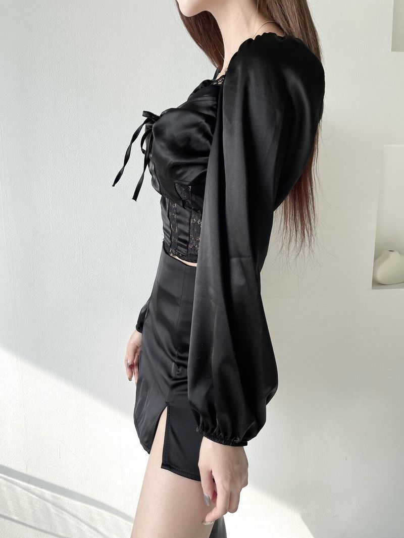 666. Satin two slit sk-pt (2color)