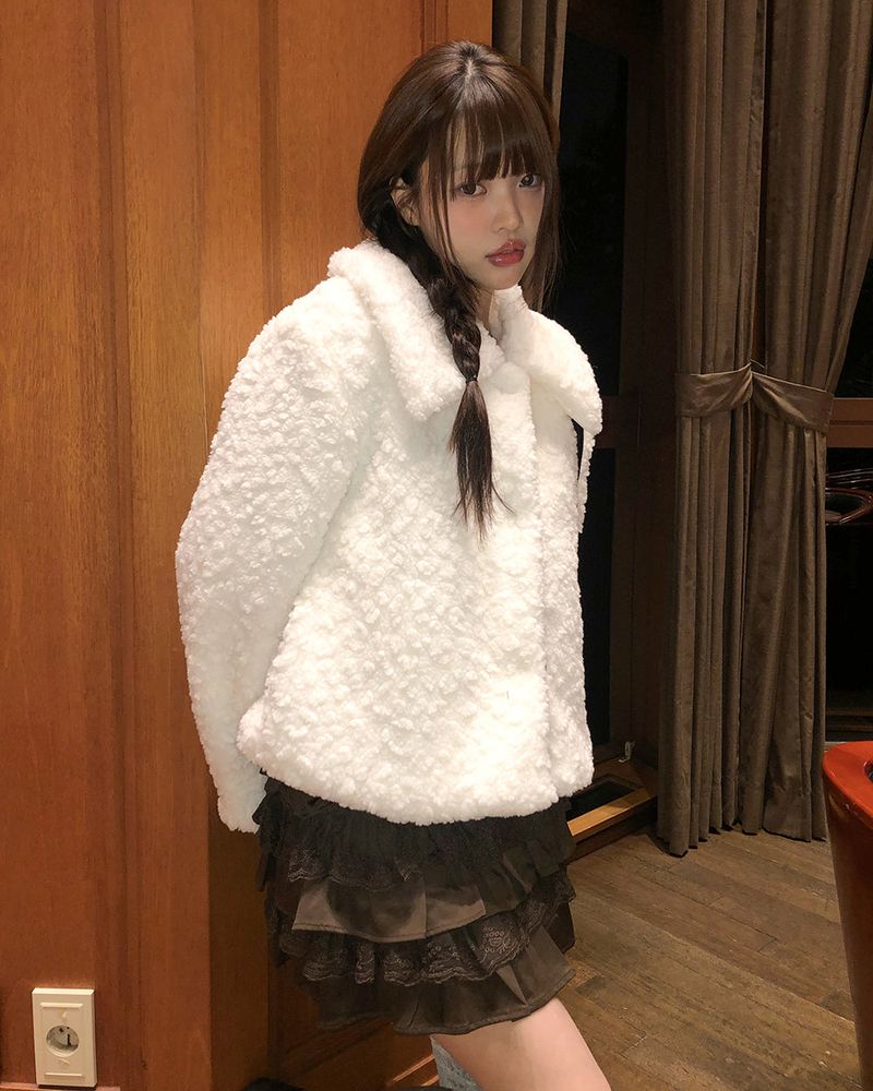 Neyu Collar Sherpa Quilted Fur Half Jacket