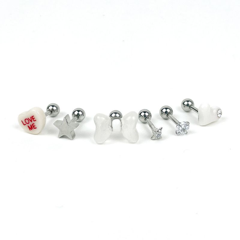 [SET] Ribbon Heart Cubic Piercing