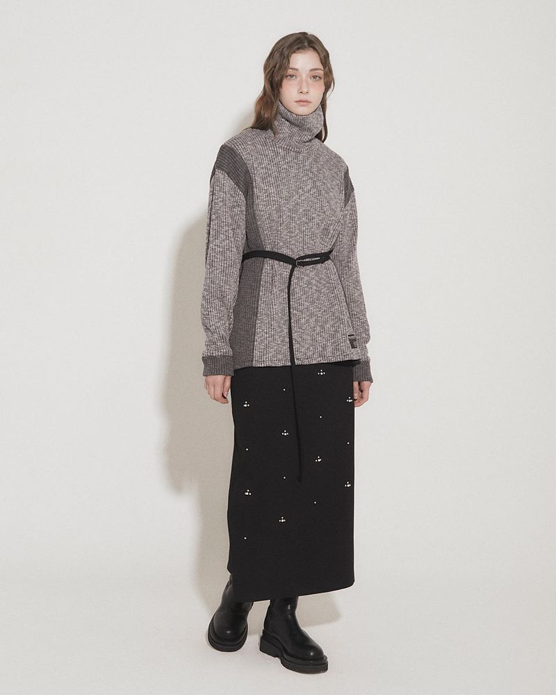 STUDS MAXI SKIRT [BLACK]