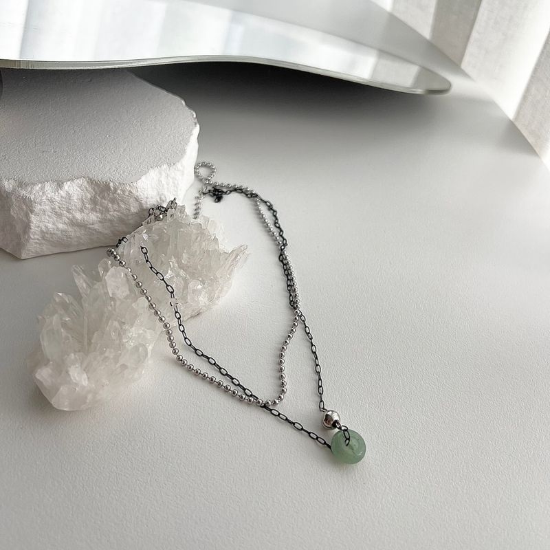 Haur gemstone y2k hip two-line layered choker necklace