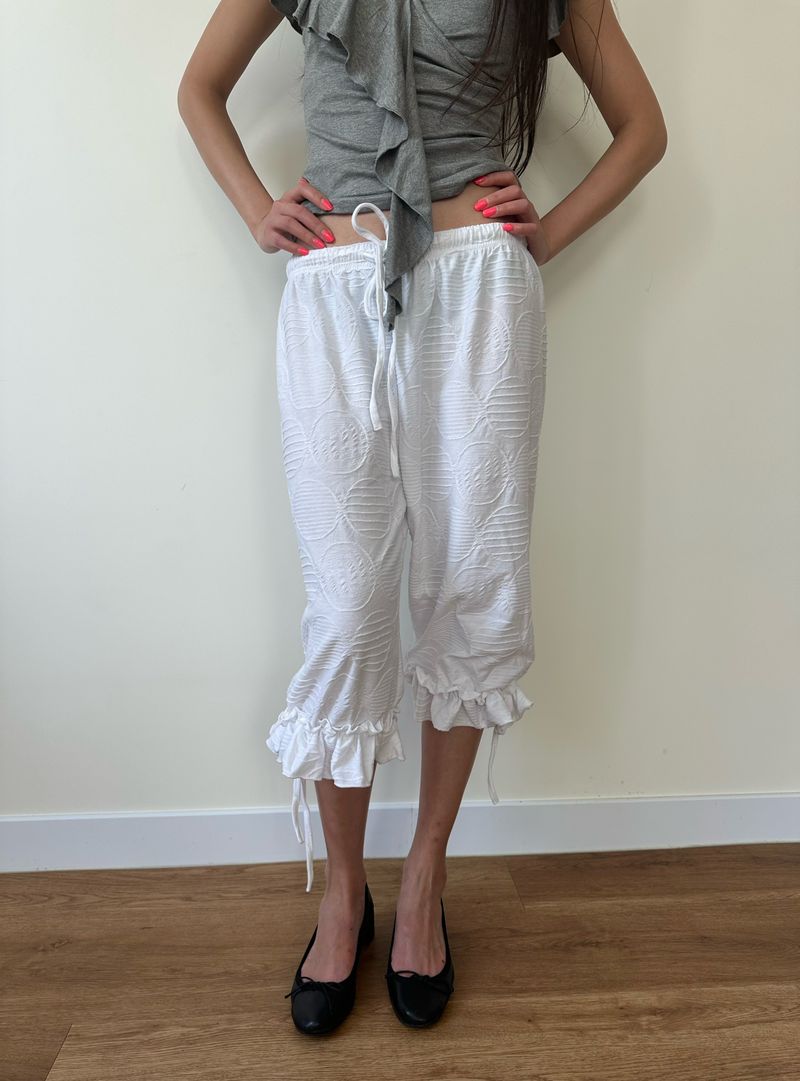 dot frill pants