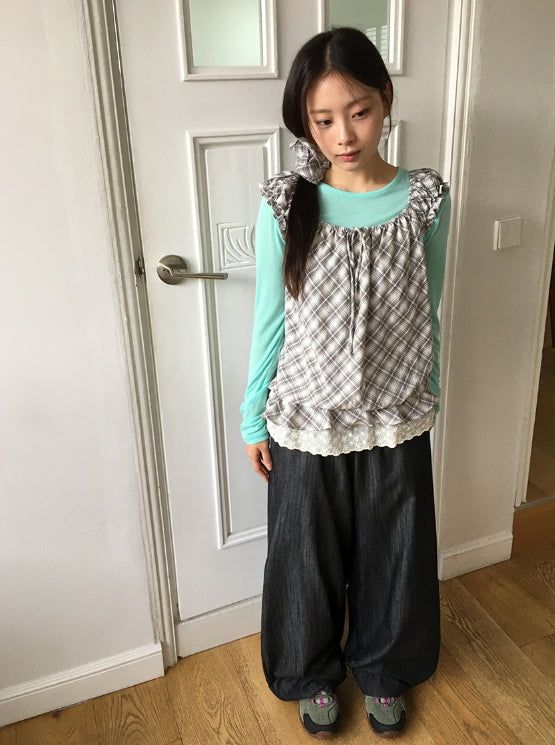 Garanki Non-Faded Wide Denim Pants