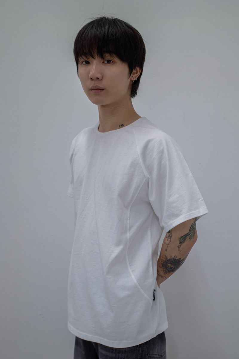 Side Panel Raglan Tee White