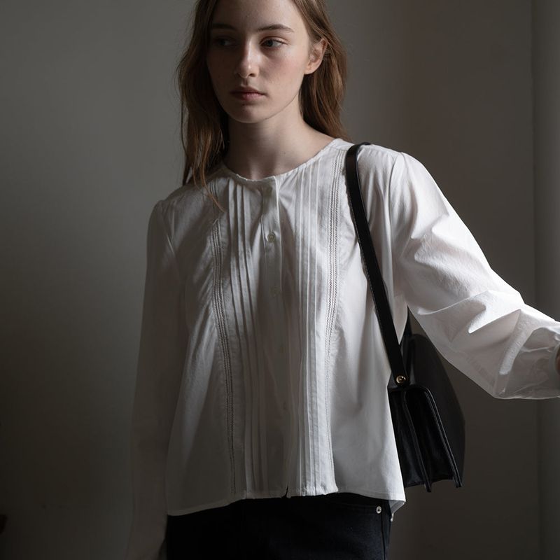 Lace Pintuck Blouse - Ivory
