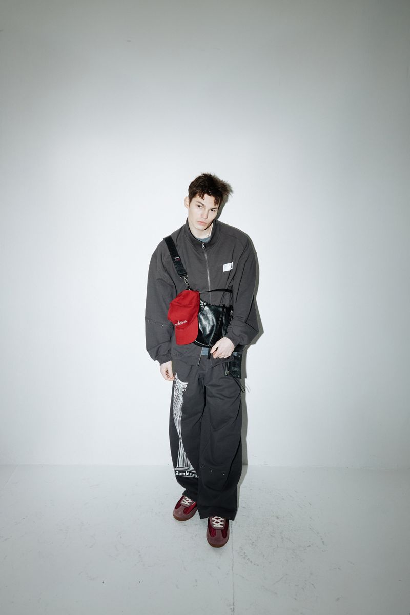 Rivet Wide Sweat Zip-up (Cement-charcoal)