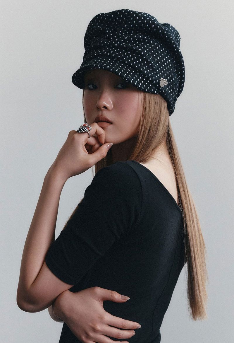 SOFIA CAP (POLKA DOT BLACK)