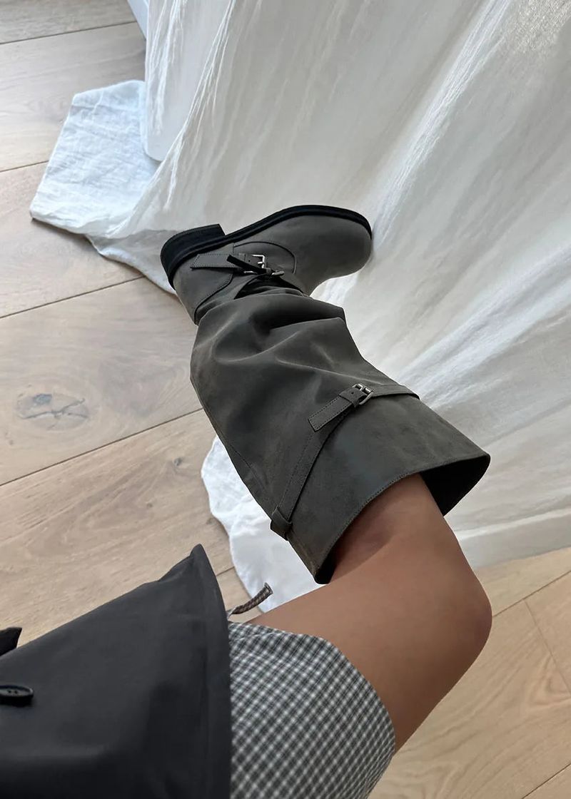 SHIRRING BELT LOOSE BOOTS (2color)